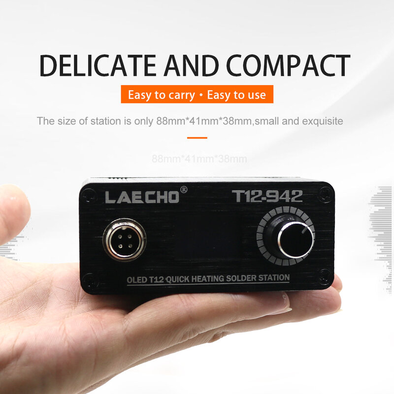 LAECHO T12-942 MINI OLED Digital soldering station T12-907 handle with T12-ILS JL02 BL BC1 KU iron tips without power supply