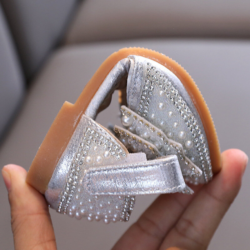 Summer Girls Flat Princess Sandals Fashion Sequins Bow Rhinestone Baby Shoes Kids Shoes for Party Wedding Party Sandals 21-36