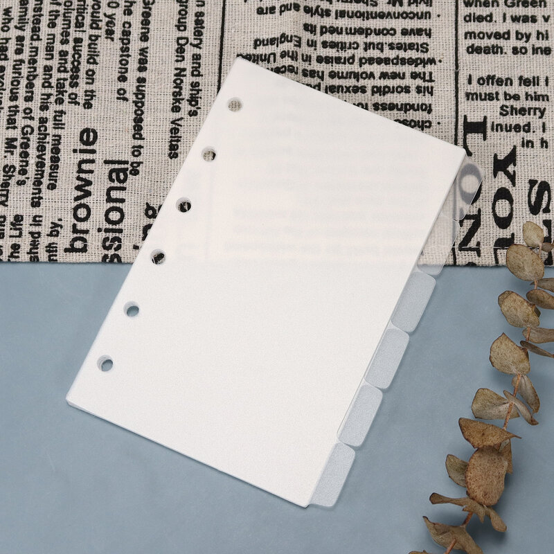 Separador de páginas transparente A5 A6 A7, planificador de cuaderno de 6 agujeros, separadores de pestañas esmeriladas, separadores de índice A5 A6