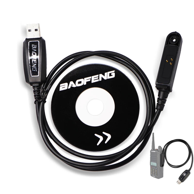 Cable de programación USB Original y CD de Software para Baofeng Walkie Talkie, UV9RPlus, serie impermeable Kenwood Wouxun, Kit de accesorios