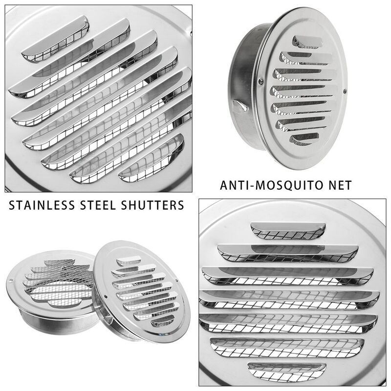 70-160mm Stainless Steel Exterior Wall Air Vent Grille Various Size Round Ducting Ventilation Grilles Home Office Air Vent