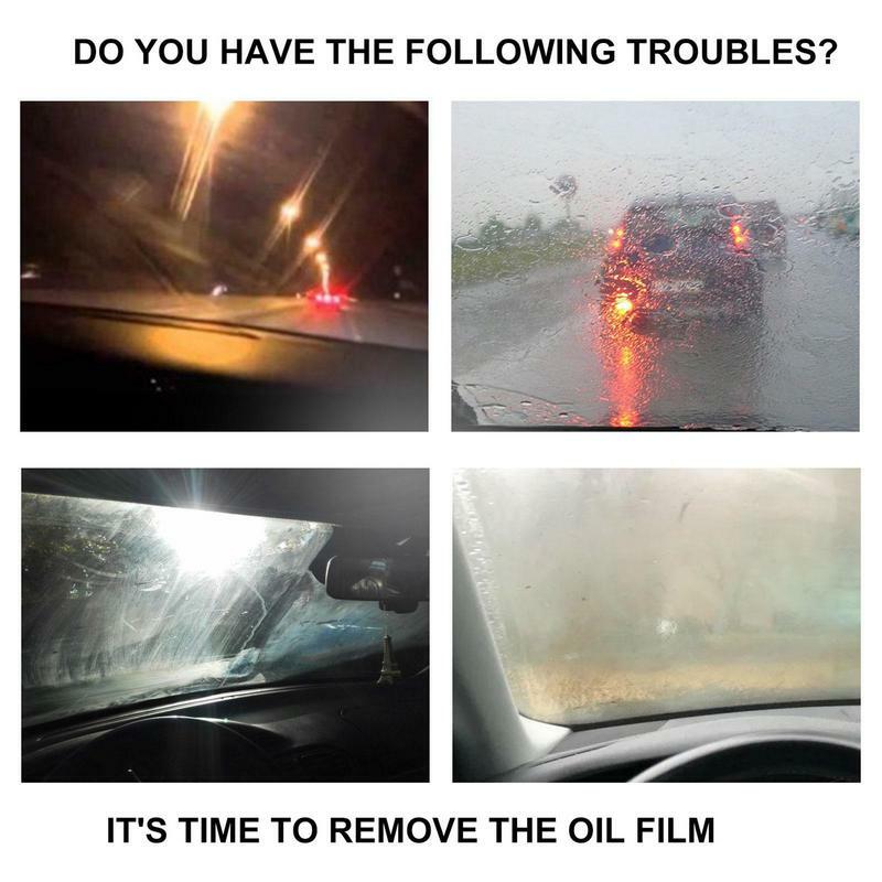 Filme de óleo de vidro do carro removendo pasta, agente polonês, limpador de janelas com esponja e toalha, pára-brisa dianteiro, 30g
