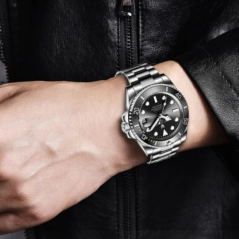 2024 lige新作時計男性用機械式腕時計高級自動時計ステンレス鋼時計男性用時計