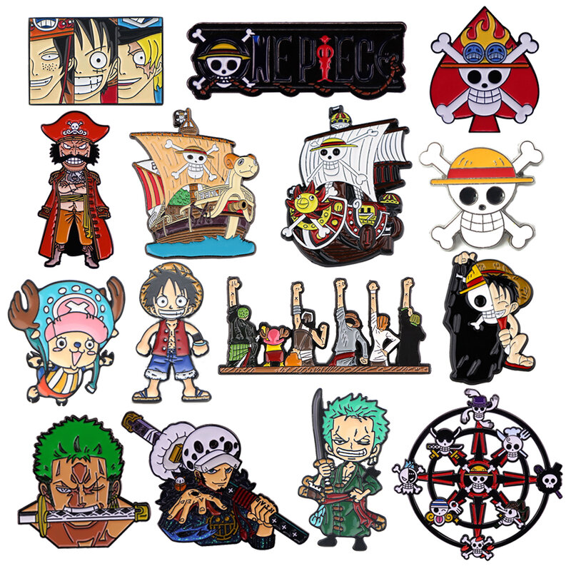 Japanese Anime Cool Cosplay Enamel Pins Cute Pins Zoro Badge Devil Fruit Brooches For Clothes Bags Icons Fashion Accessories