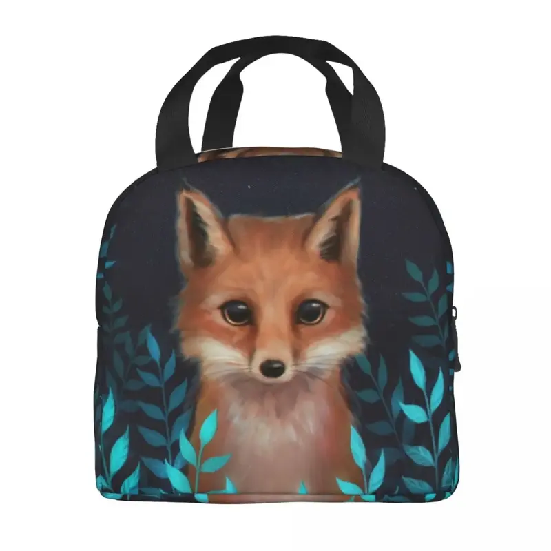 Niedliche Fuchs isolierte Lunch-Tasche für Frauen wasserdichte Tier-Thermo-Kühler Lunch-Box-Office-Arbeit Schule Picknick Essen Einkaufstaschen