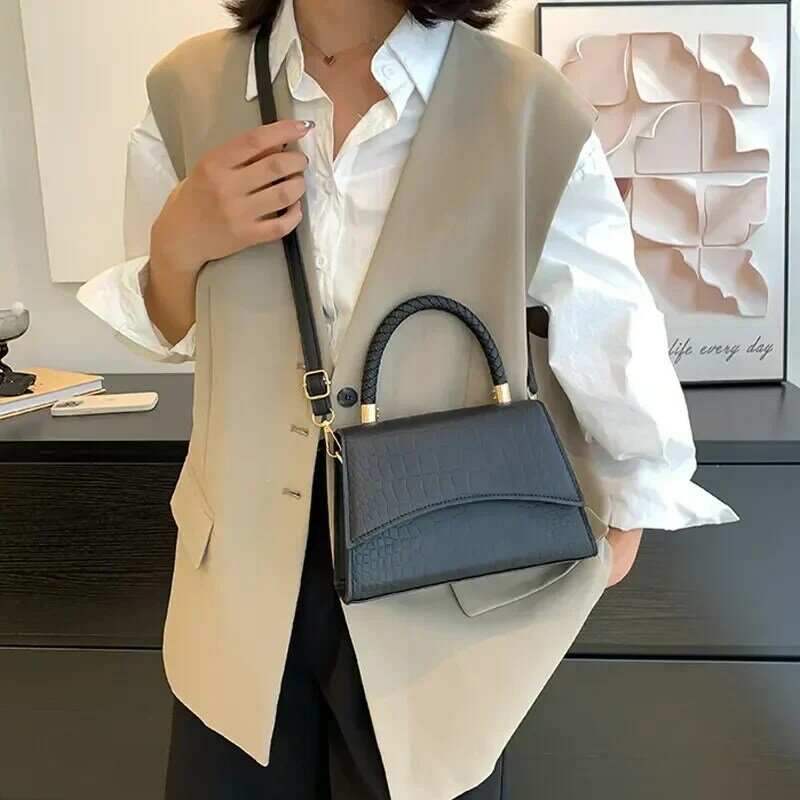Tas bahu kulit Pu Solid wanita, tas bahu kulit Pu Solid, tas tangan desainer, tas pegangan atas untuk wanita, tas selempang kasual