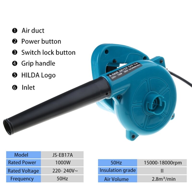 Practical Vacuum Cleaner 220v Electric Air Blower 2 in 1 for Blowing Leaf Garden