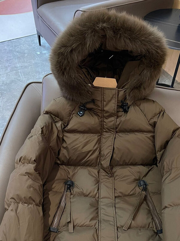 Down jacket outer classic models hooded design fur collar accessories versatile and cozy 2023 winter new 1016