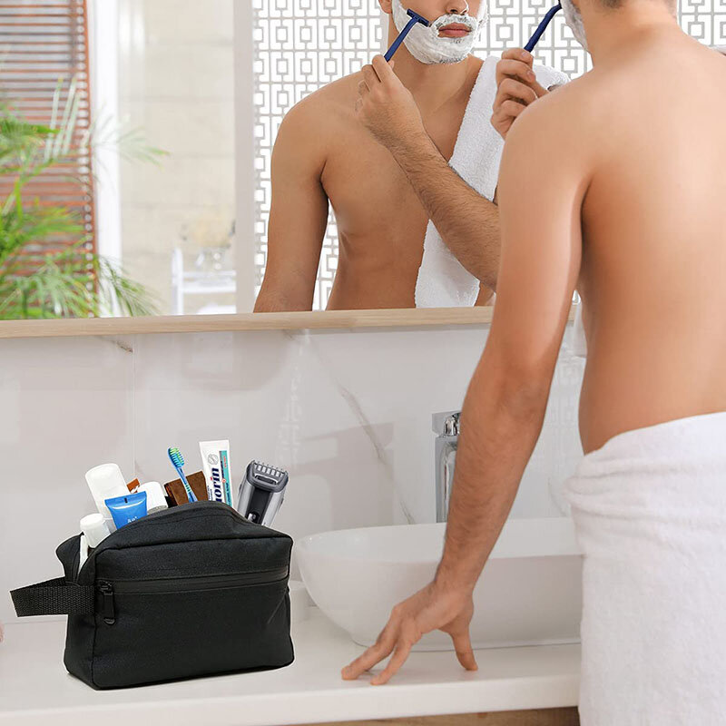 Tas perlengkapan mandi perjalanan pria tas kosmetik kain kain kapasitas besar portabel untuk tas cuci kantong kecantikan Organizer penyimpanan Makeup