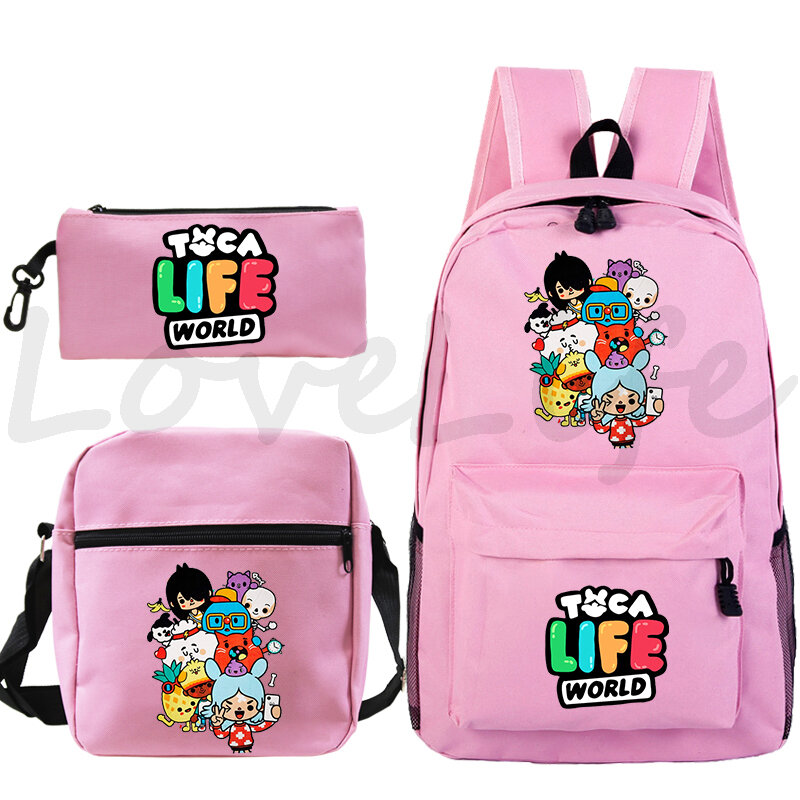3 Piece Set Toca Life World Backpack Students Girls School Bags Kids Backpacks Teens Travel Bag Toca Boca Rucksack Gift Bookbag