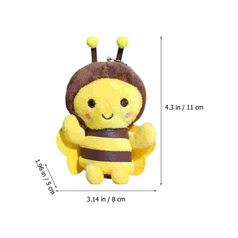 Llaveros de abeja para decoración, colgantes de abeja de felpa para mochila, adorno para llaves, 2 piezas