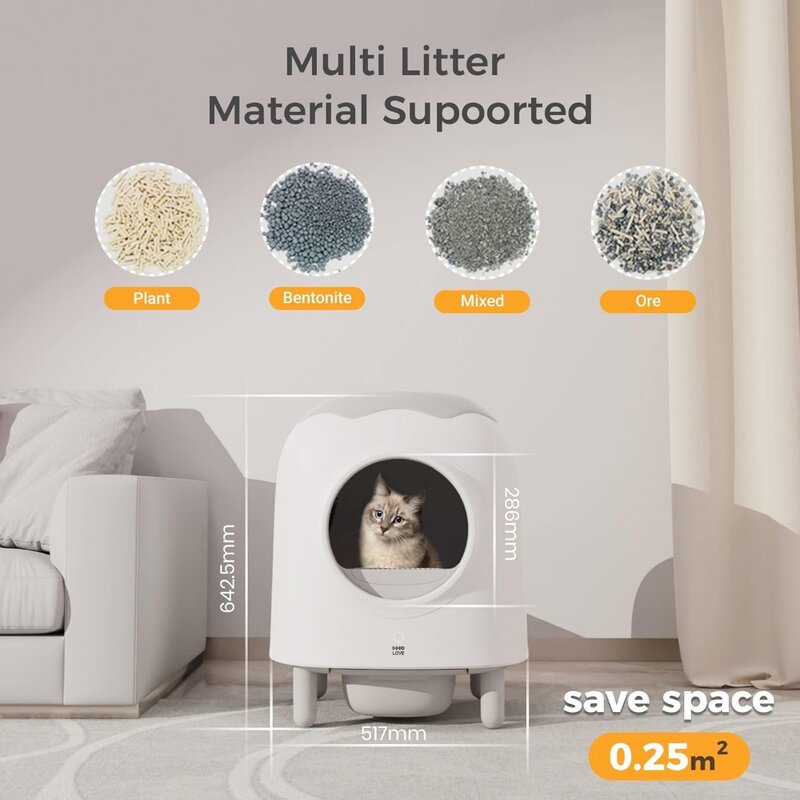 Self Cleaning Cat Litter Box, ABRCT Extra Large Automatic Smart Cat Litter Cleaning Box for Multiple Cats
