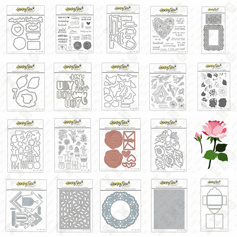 Sweetheart Roses Plants Lace Bird House Frames New Metal Cutting Dies and Stamps Hot Foil Stencils Diy Scrapbook Stickers Moulds
