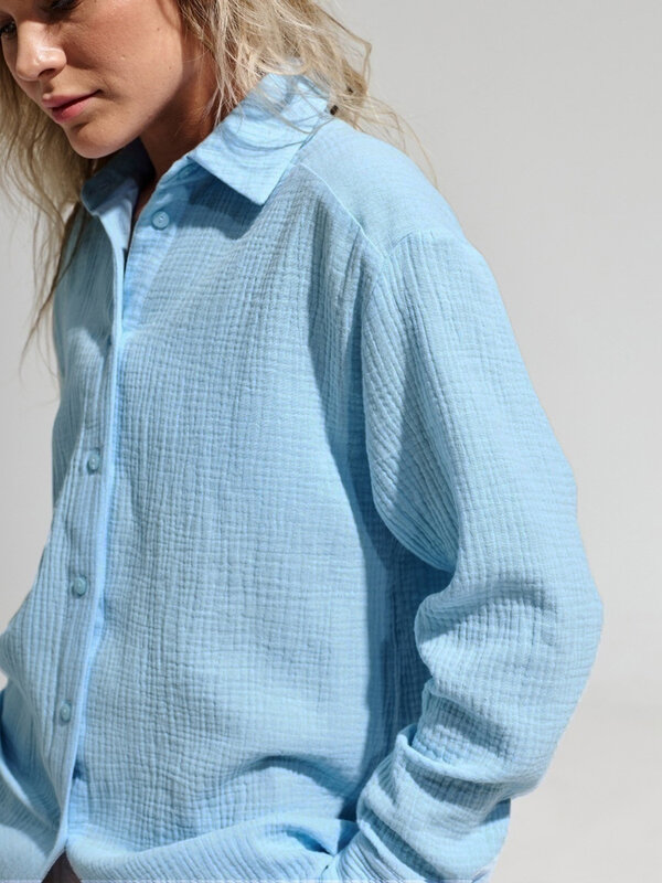 Suninbox-2023 여성용 봄 여름 100% 코튼 셔츠 오피스 레이디 캐주얼 오버 사이즈 크레이프 셔츠, 흰색 긴 소매 느슨한 블라우스