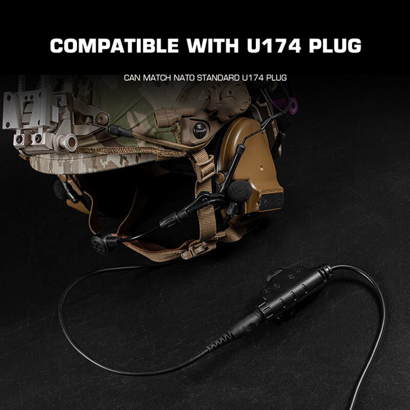 Cable U174 para U94 PCI PTT, adaptador militar, auriculares tácticos de caza, Walkie Talkie Motorola Kenwood BAOFENG Radio 3,5mm/7,1mm