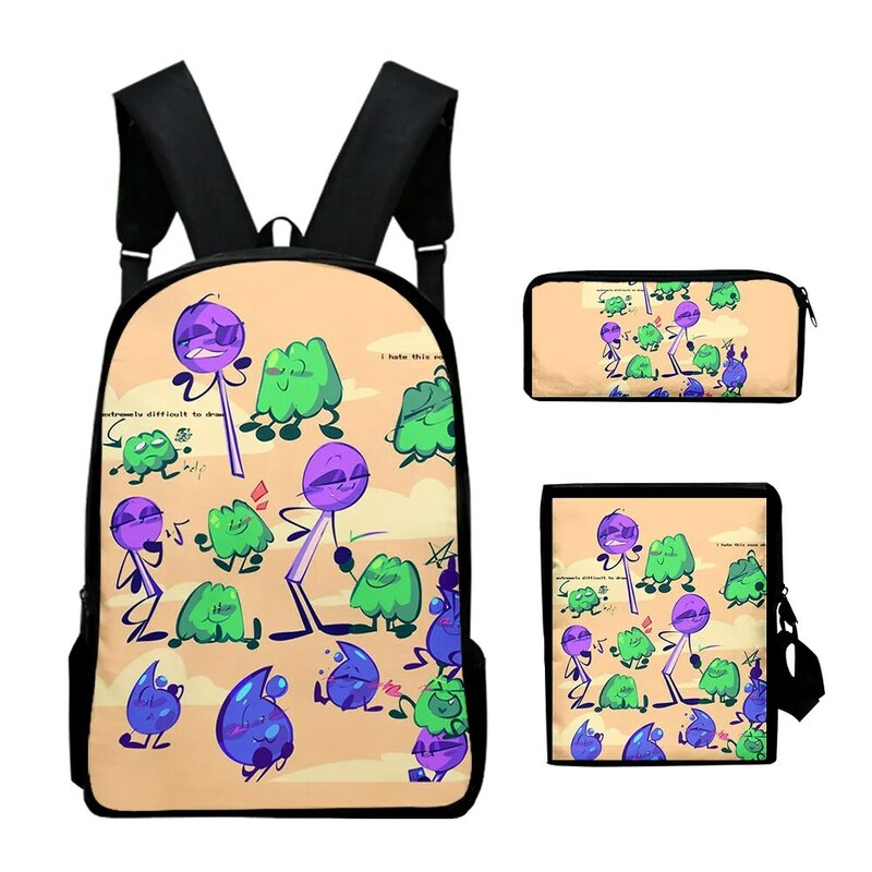 Jacknjellify Battle for Dream Island Merch Backpack 3 Pieces Sets Shoulder Bags Daypack Student Zipper Bag Unique Pencil Bag
