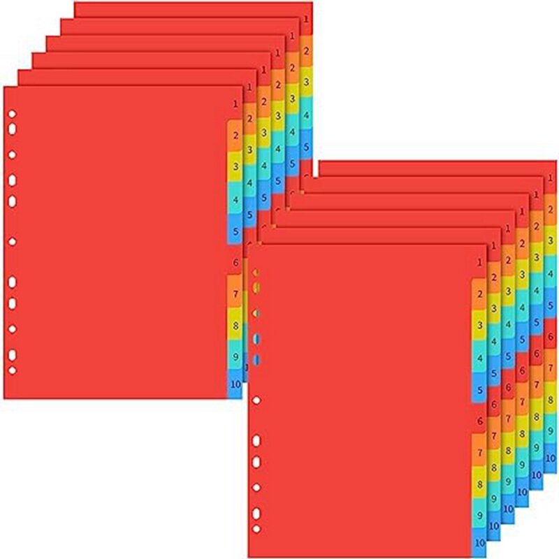 Binder Index Divisores com abas Multicolor para Escritório, Plástico como Mostrado, Cute Binder, 3 Ring, 12 Pcs