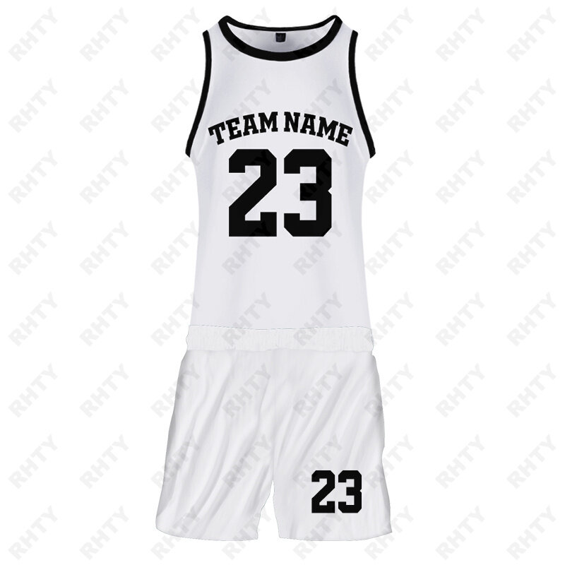 커스텀 이름 번호 여름 농구 유니폼, 조끼 및 바지, 속건성 의류 세트, 100-160 어린이 성인 사이즈 반팔, 2 개