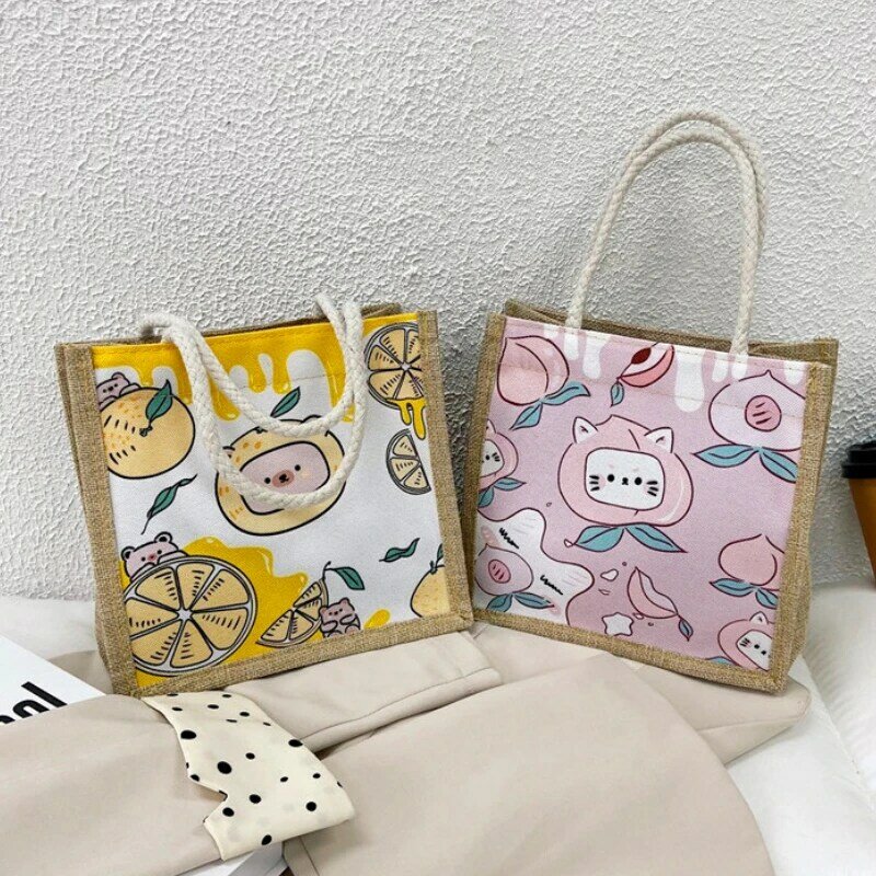 女の子のための小さな夏のハンドバッグ,かわいい漫画のフルーツプリントバッグ,日本の女の子のためのシンプルなバッグ