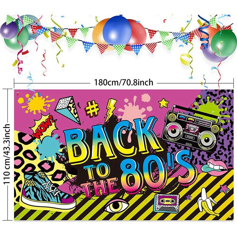 Forniture per feste da 1 pezzo decorazioni per feste da 80 anni tessuto Extra Large Back To The 80'S Hip Hop Sign Party Banner
