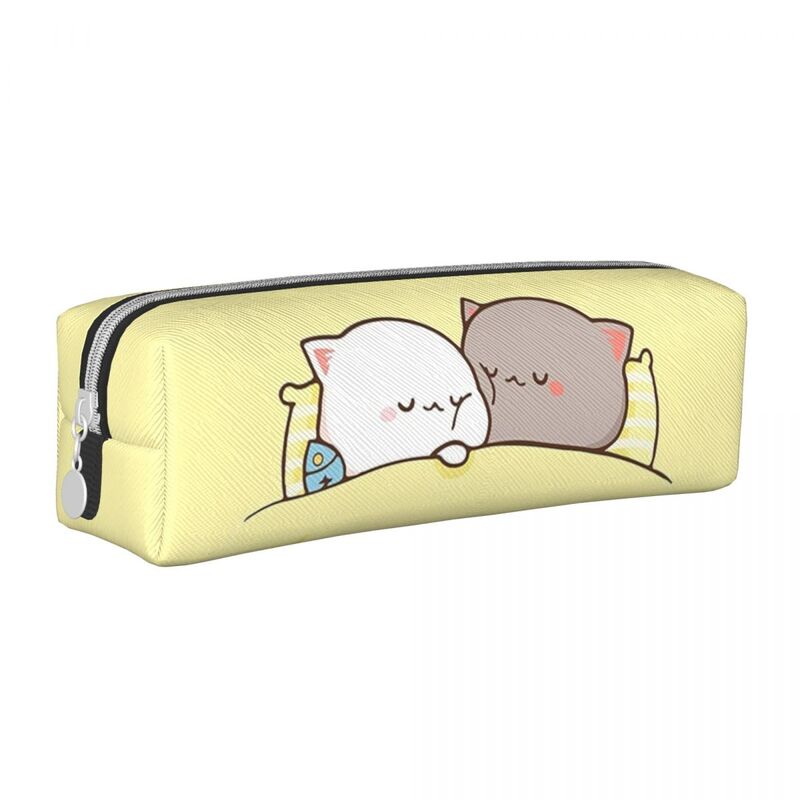 Peach And Goma Mochi Cat Sleeping Pencil Cases Cute Pencil Pouch Pen for Girls Boys Large Storage Bag School Supplies Gifts