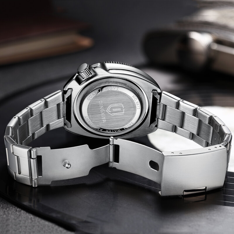 Relógio de pulso quartzo impermeável aço inoxidável masculino, relógios de negócios, Luminous Sports Relógios, Luxo Top Brand