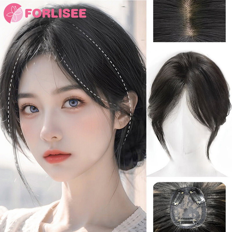 FORLISEE-منتصف شعر مستعار الانفجارات الانقسام مع الجبهة الطبيعية ، رقيق التصحيح الشعر ، وزيادة لخلق قمة الجمجمة عالية ، ثمانية حرف