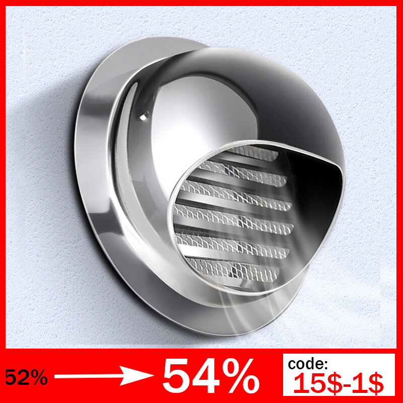 Stainless Steel Wall Ceiling Air Vent Ducting Ventilation Exhaust Grille Cover Waterproof Outlet Heating Cooling Vents Cap