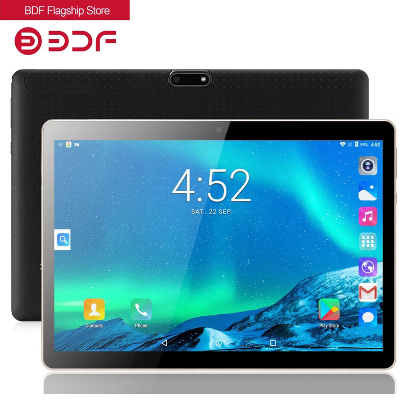Tablet 10.1 inci Android 9.0 Google Market, panggilan telepon 3G, SIM ganda 4GB/64GB, Wifi, GPS Bluetooth 1280x800 IPS Tablet PC