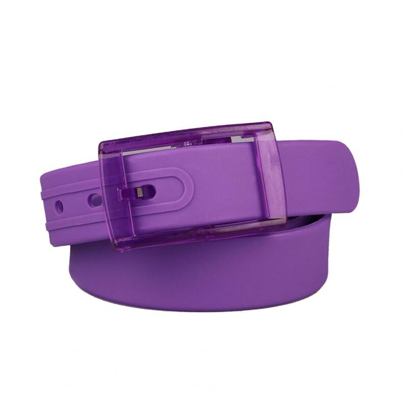 Waist Belt Adjustable Prepunched Pin Buckle Candy Color Women Men Silicone Waistband Women Men Candy Type Buckle Waistband