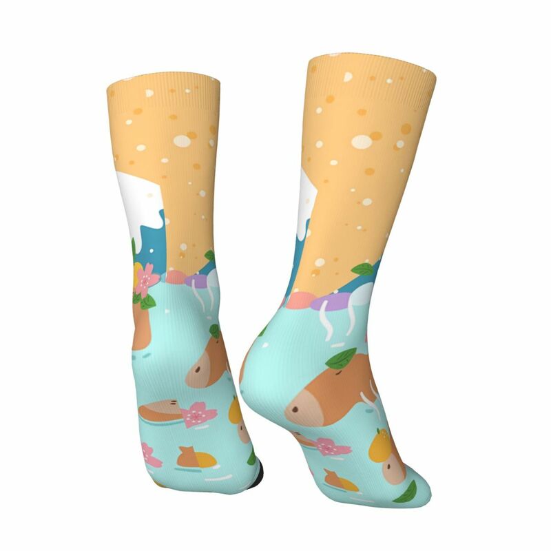 Vintage Japanese Hot Spring Crazy Men's compression Socks Unisex Capybara Harajuku Pattern Printed Funny Novelty Happy Crew Sock