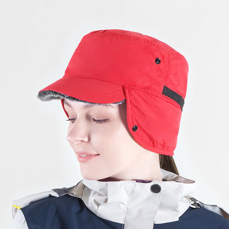 Unisex Winter Protective Ear Ski Hat Men's Fashion Lei Feng Hat Outdoor Windproof Waterproof Imitation Rabbit Hair Warm Hat