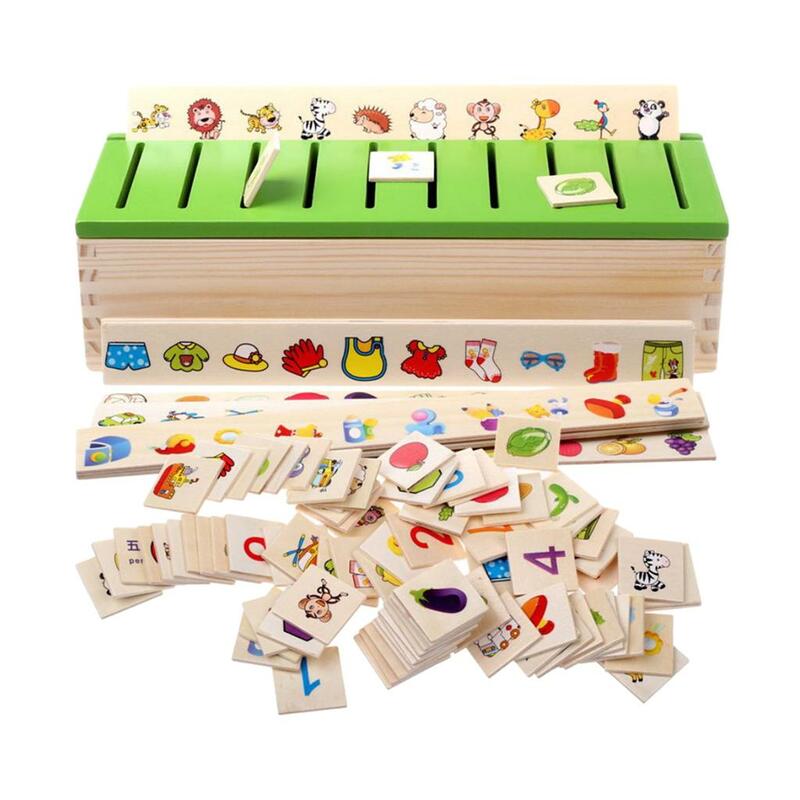 1xWooden Toys Sorting Learning Box Educational Montessori Materials Sorting Toys