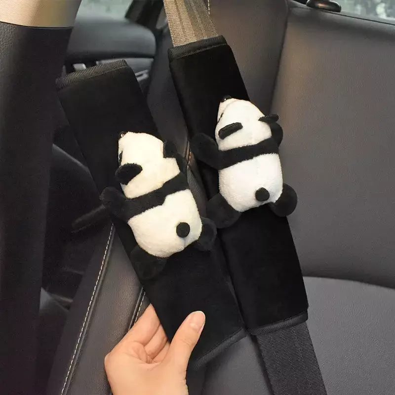 Funda de cinturón de seguridad de estilo de coche, cojín de cinturón de hombro, Animal Panda, almohadilla de hombro, Protector de cuello de coche