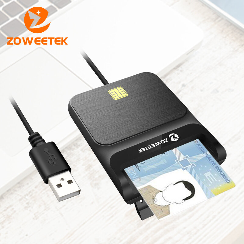 Pembaca kartu pintar Zoweetek ID DNI EMV CAC Chip Bank pembaca kartu USB