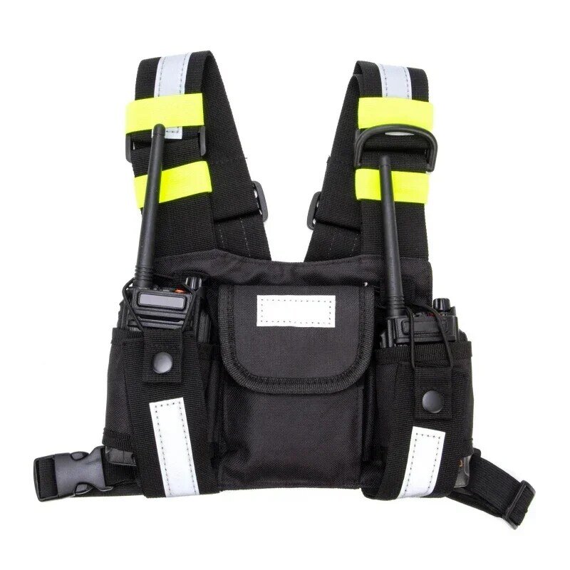 Shoulder Holster Two Way Radio Reflective Chest Harness Holder Bag Vest Rig Walkie Talkies Front Pack Pouch Case
