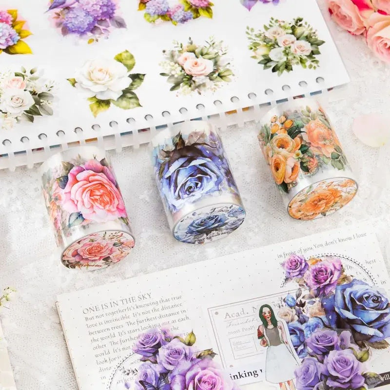 Mr.Paper-ペットの和紙テープ、花の庭のシリーズ、装飾テープセット、植物と花の愛好家のためのDIYステッカー