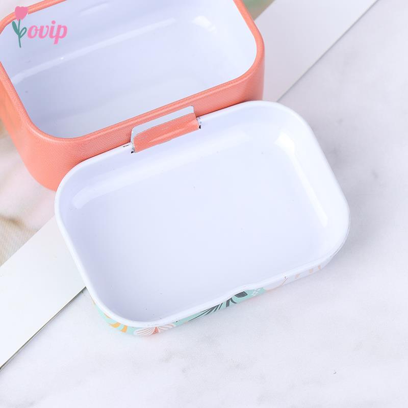 Mini Flower Tin Trinket Coin Candy fake nail Box Jewelry Storage Case Tinplate Small Floral Decorative Storage Boxes Gift Home