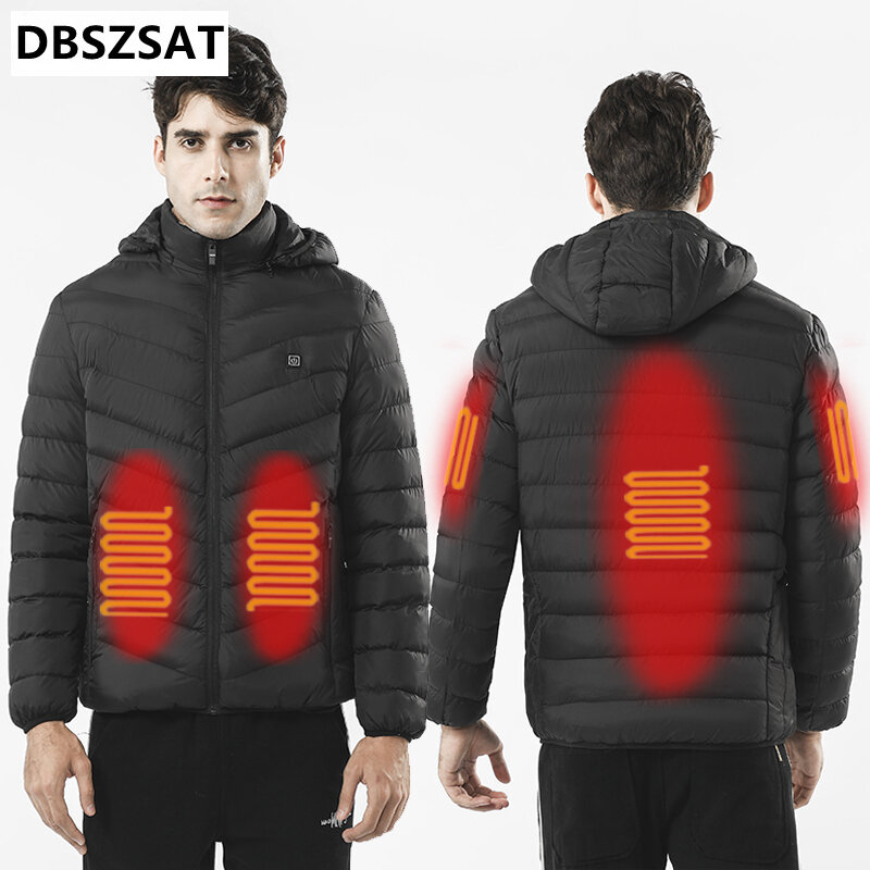 Manteau chauffant en coton pour hommes et femmes, contrôle intelligent de la température, USB, manteau électrique thermique en coton, hiver