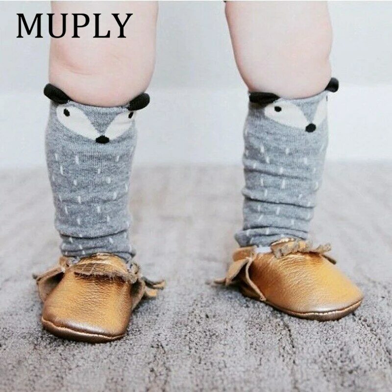 1 paio Unisex Lovely Cute Cartoon Fox Kids baby Socks Knee Girl Boy Baby Toddler Socks animal infant Soft Cotton Socks Leg Warm