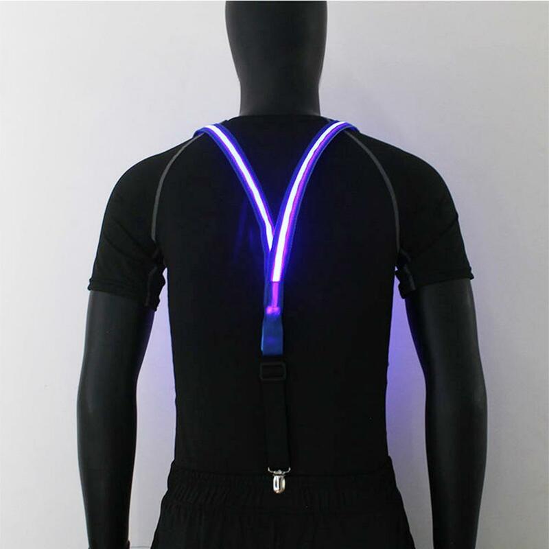 Herren LED leuchten Hosenträger Unisex 3 Clips-On Hosenträger Vintage elastische Y-Form verstellbare Hose Hosenträger für Festival Club