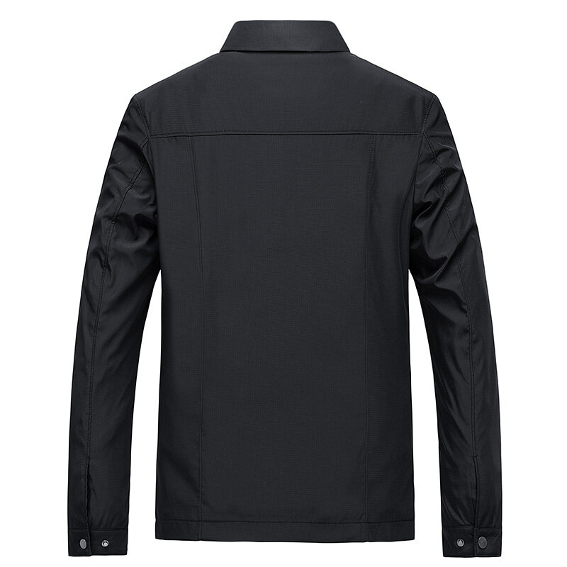 용수철 남성용 캐주얼 패션 재킷, 중년 및 노년층 단색 라펠 코트, 루즈하고 통기성 있는 비즈니스 남성 의류