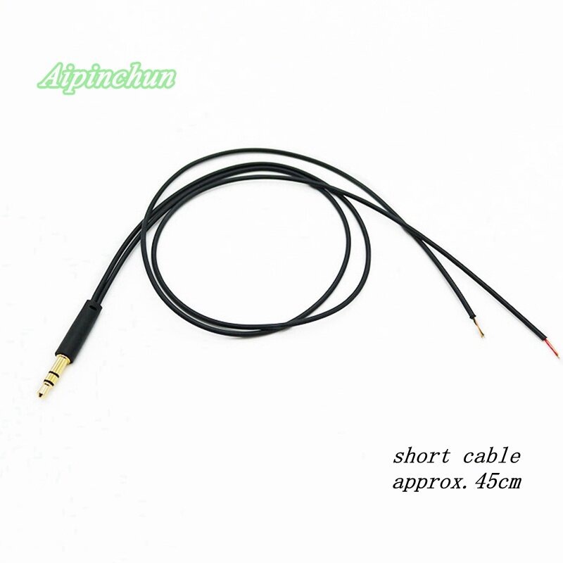 3.5mm 3-pole jack diy curto fone de ouvido cabo de reparação de fone de ouvido cabo de substituição tpe aprox.45cm preto