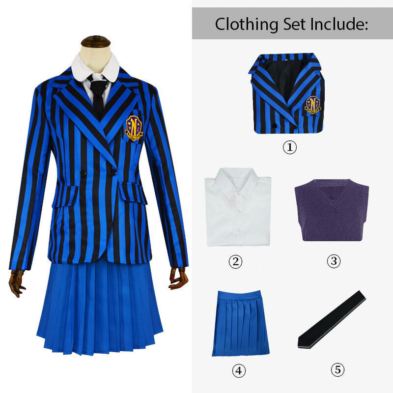 Disfraz de Addams para niña y mujer adulta, uniforme infantil de la Academia, vestido de baile para Fiesta infantil, disfraz de Cosplay Carvinal