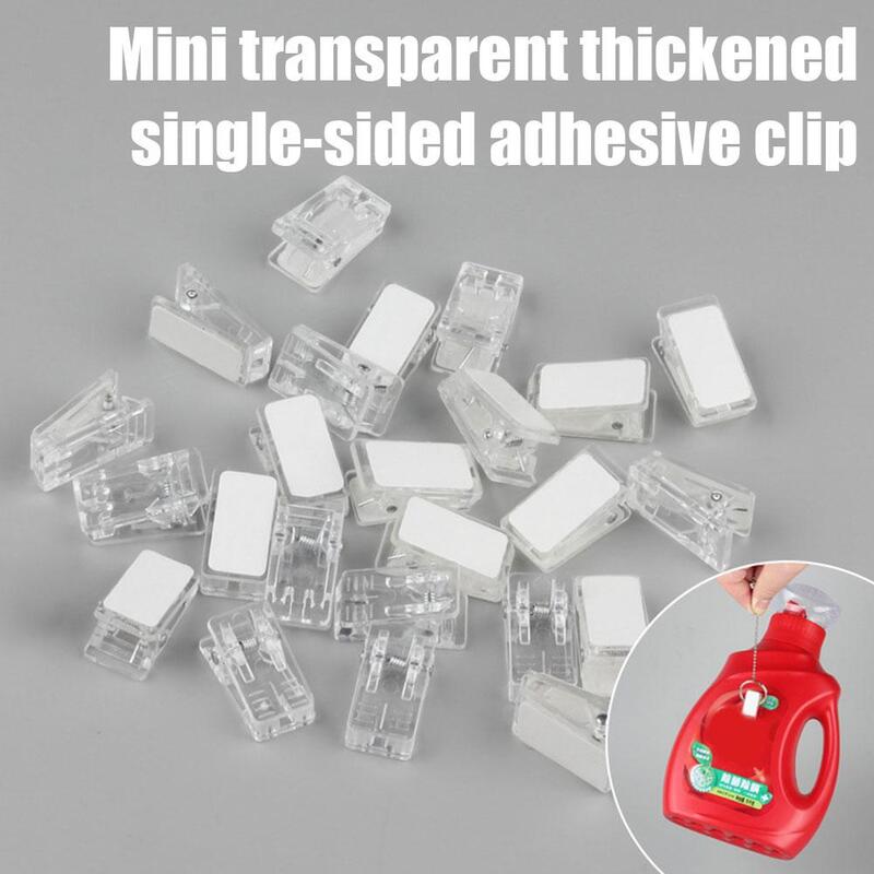 20pcs Self Adhesive Clips Tapestry Hangers for Hanging Storage Photo Spring Loaded Mini Transparent Single-sided Adhesive C E2D2