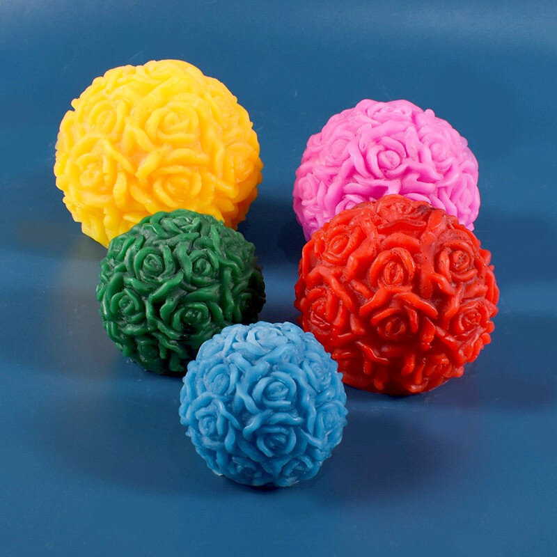 3D Round Rose Ball Shape Candle Craft Resin Mold DIY Flower Cluster Rose Ice Tray Ball Silicone Mould Home Decor Handicraft Mold