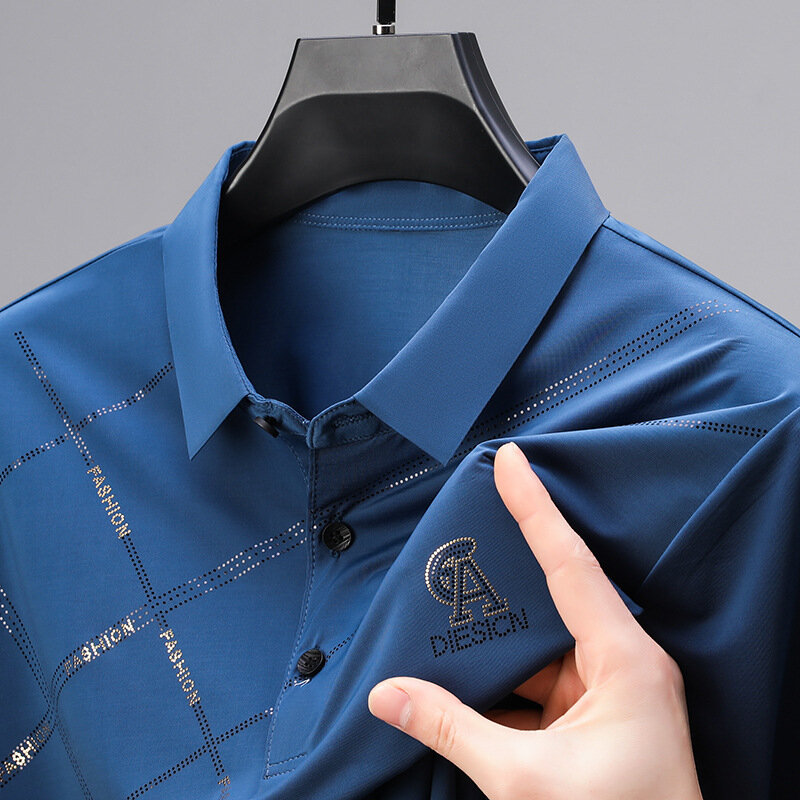 Summer New Men's Polo Shirt Short-sleeved Summer Lapel Ice Silk Half-sleeved Business Casual Loose T-shirt