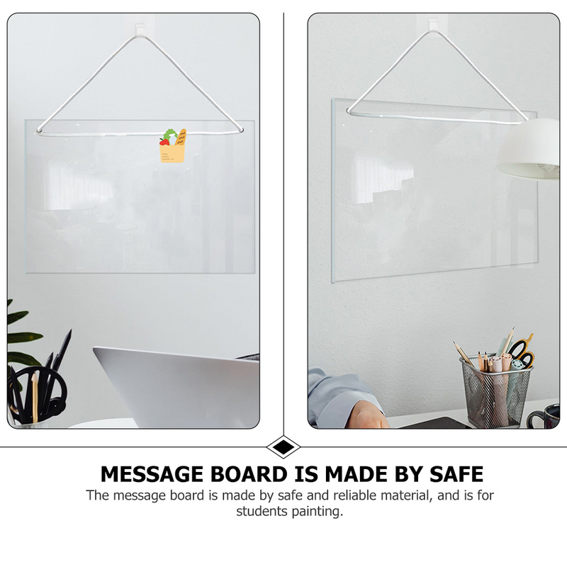1 Set of Transparent Erasable Note Board Hanging Clear Message Board Multi-function Erasable Board