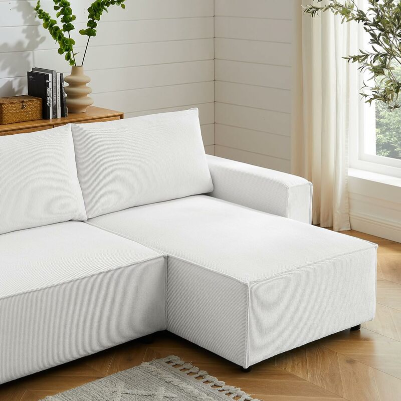 Sofá multifuncional en forma de L, sofá cama de tamaño completo de Material de pana y Chaise Lounge Convertible para sala de estar