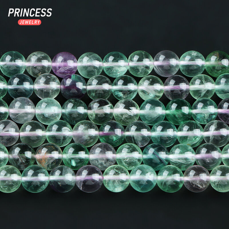 Cuentas de piedra fluorita de colores naturales para la fabricación de joyas, pulsera, collar, accesorios de bricolaje, 6, 8, 10mm, A +